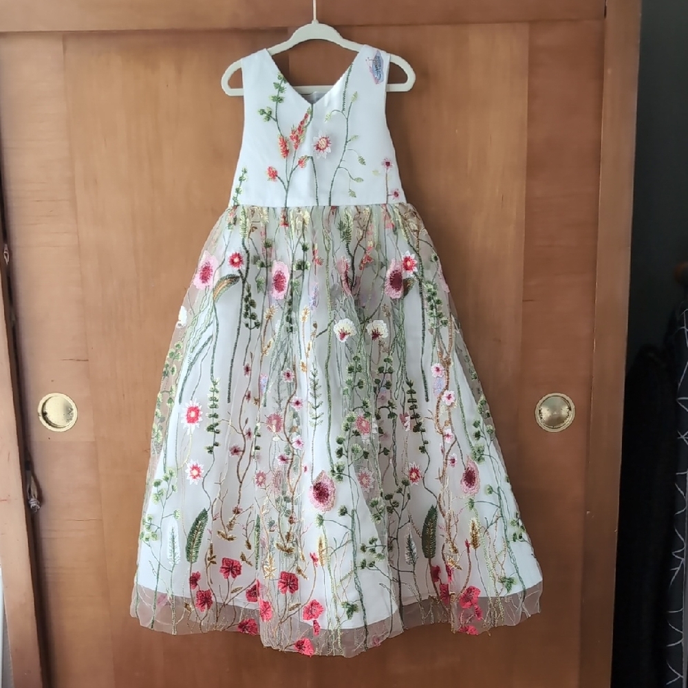 Floral Embroidered Kids Dress